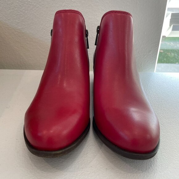 NEW Lucky Brand Womens Size 9M Basel Red Leather Ankle Boots - Picture 2 of 10